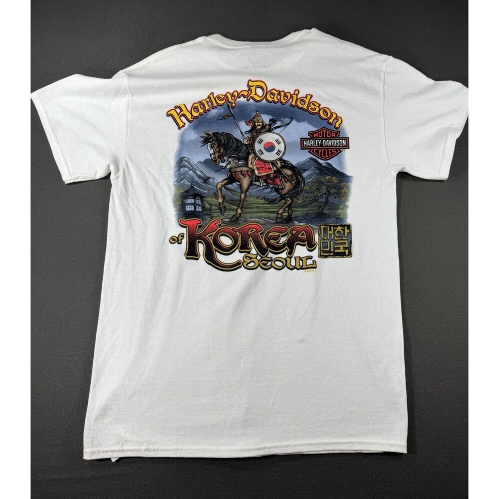 Harley Davidson Shirt Mens Medium White Seoul Korea Tee T-Shirt Pullover New